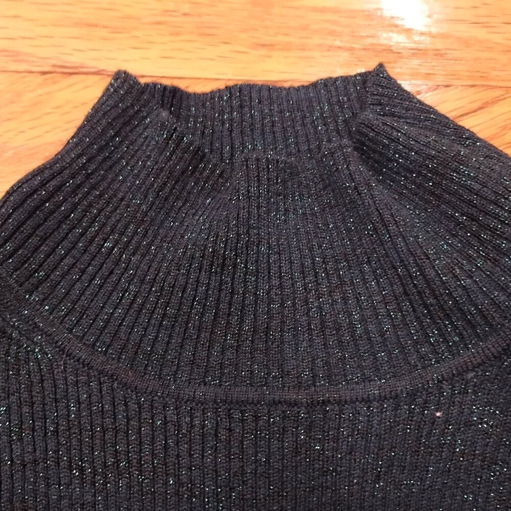 Maeve Anthropologie Emerald Green Open Back Flutter Sleeve Sparkle Sweater Small - Picture 3 of 6